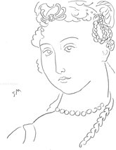 Woman with Braids, line drawing by Sarah Myers