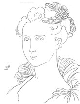 Lady in a Ruff, line drawing by Sarah Myers