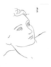 Head Glancing to the Side, line drawing by Sarah Myers