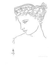 Woman with a Diadem, line drawing by Sarah Myers