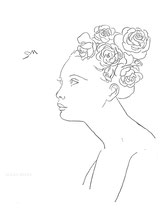 Profile with Roses, line drawing by Sarah Myers