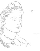 Woman in Renaissance Turban, line drawing by Sarah Myers