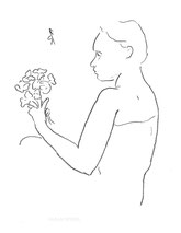 Bunch of Flowers, line drawing by Sarah Myers