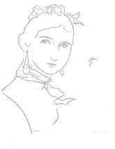 Lady with a Scarf, line drawing by Sarah Myers