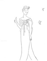 Lady with a Perfume Flask, line drawing by Sarah Myers