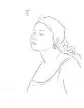 Woman in Breeze, line drawing by Sarah Myers