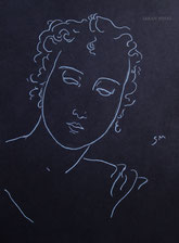 Woman with Curling Hair, line drawing by Sarah Myers