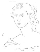 Woman with a Bow, line drawing by Sarah Myers