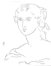 Woman with a Bow, line drawing by Sarah Myers