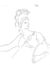 Athena, line drawing by Sarah Myers