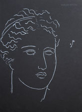 Classical Head, line drawing by Sarah Myers