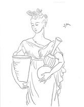 Armful of Pottery, line drawing by Sarah Myers