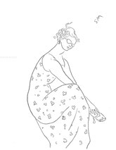 Pebble in the Sandal, line drawing by Sarah Myers