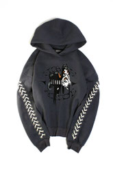 grey laced up hoodie