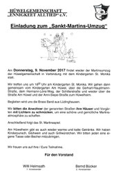 9. Nov. Do 18 Uhr Monikas St. Martin