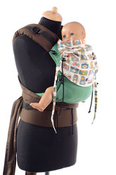 Huckepack Half Buckle, Tragehilfe ab Geburt, mitwachsendes Panel aus Tragetuchstoff, ergonomischer Hüftgurt, gepolsterte Träger