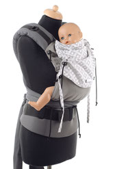 Huckepack Half Buckle, stufenlos mitwachsende Babytrage, ergonomisch geformter Hüftgurt mit Schnalle, gut gepolsterte Träger zum Binden