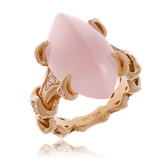 Schmuck Ring in Rotgold mit einem Rosenquartz und Brillanten aus der Eternity Kollektion der Goldschmiede OBSESSION Zürich und Wetzikon