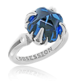 Schmuckring in Weissgold mit einem Topas und Brillanten aus der Gremlin Kollektion der Goldschmiede OBSESSION Zürich und Wetzikon