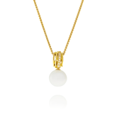 Gelbgold Kette mit Anhänger, einer Süsswasserperle und Brillanten aus der Himalaja Kollektion der Goldschmiede OBSESSION Zürich und Wetzikon