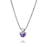 Collier und Kettenanhänger in Weissgold mit einem Amethysten und Brillanten aus der Gremlin Kollektion der Goldschmiede OBSESSION in Zürich und Wetzikon.