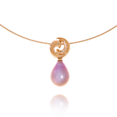 Collier und Anhänger in Rotgold mit Brillanten und einer Süsswasserperle aus der Gipsy Kollektion der Goldschmiede OBSESSION Zürich und Wetzikon