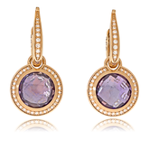 Kreolen mit Einhänger in Rotgold, Diamanten und Amethysten aus der Fatima Schmuckkollektion der Goldschmiede OBSESSION Zürich und Wetzikon