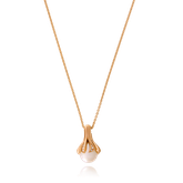 Ankerkette mit einem Anhänger in Rotgold mit einer Süsswasserperle und Brillanten aus der Sunflower Kollektion der Goldschmiede OBSESSION Zürich und Wetzikon