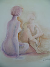 aquarelle deux femmes nues
