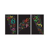 Big Triptych painting with colorful numeric abstraction on black background, by Paolo Grassi