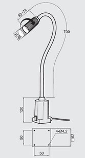 Technische Zeichnung Flexarmleuchte Vario Flexarmleuchte