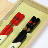 輪島塗 箸 桐箱二膳入 手描蒔絵鈴  うるし 漆 ペア わこう 漆器 和幸 金沢百番街 あんと