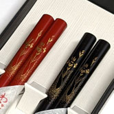 輪島塗 箸 桐箱二膳入 手彫 沈金 飛花 うるし 漆 ペア わこう 漆器 和幸 金沢百番街 あんと