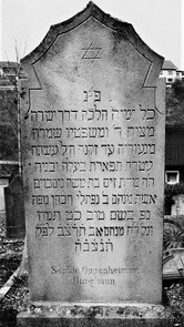 Grabstätte von Sophie Oppenheimer - Foto und Übersetzung aus der Dokumentation des jüdischen Friedhofes von 1985