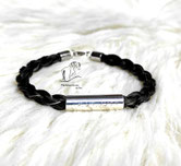 Pferdehaarschmuck-Armband-Modell S05 -rund geflochten-Hülse-Karabinerverschluss- Gravur-925er Silber