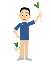 長ネギを持った院長