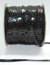Paljettinauha joustava 6mm holo musta