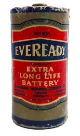 An original ca. 1930s Eveready dry cell battery