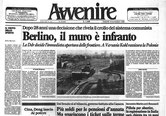 Quotidiano "AVVENIRE" del 10/11/1989.
