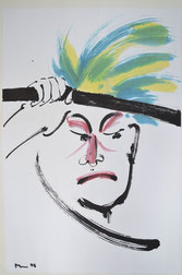 Clown-Gemälde - wütender Clown, kämpfend, bunt