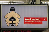 Vodafone Advertisement for Mobile Broadband For Laptops using nudity as an eye-catcher.