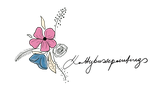 Logo der Künstlerin Katty Busse: ein filigraner Blumenstrauß, daneben in eleganter Schreibschrift der Schriftzug Kattybussepaintings