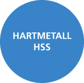 Blauer Kreis mit weißem Text „HARTMETALL HSS" - laseric.de
