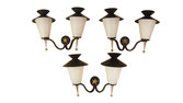 Set 3 Wall Sconces Lantern ARLUS Matching Chandelier Lunel Mid Century French Suite 3 Appliques Lanterne Lustre Assorti