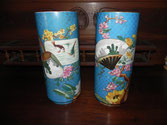 Paire de vases rouleaux Creil et Montereau à décor japonisant vers 1880