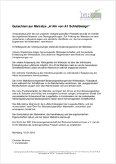 Gutachten zum Luftbett A1air, die Matratze zur Initiative "Besser schlafen im Hotel".