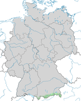 Karte zur Verbreitung der Alpendohle in Deutschland