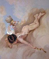L'angelo arciere, tempera su soffitto, proprietà Sig. Pinelli, Modena