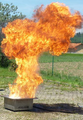 Zertifizierte Ausbildung zum Brandschutzhelfer nach ASR A2.2, Mitarbeiter übt Handhabung eines Feuerlöschers im Training