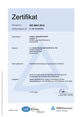 Lindau Remscheid GmbH & Co. KG, ISO 9001:2015, gültig bis 13.07.2028